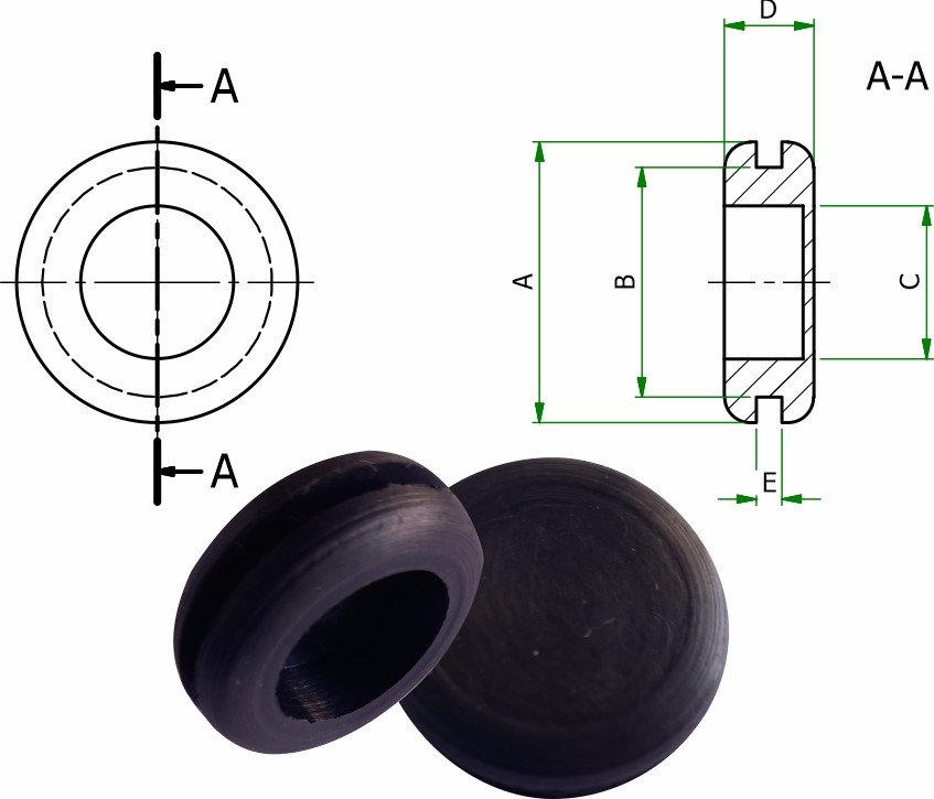 PASSA FIO COD211 <br>Ext: Ø34mm <br>Int. Ø21mm <br>Esp. Enc. 3mm